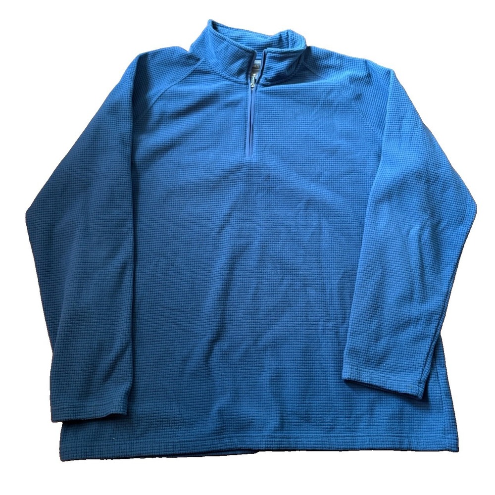LL Bean Quarter Zip Pullover Men XXL Tall Blue Textured Mock Neck Waffle Knit